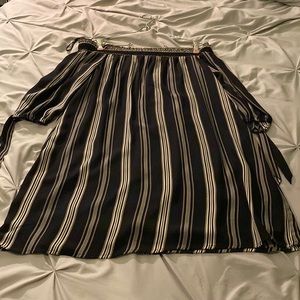 Black and white stripe off the shoulder dress